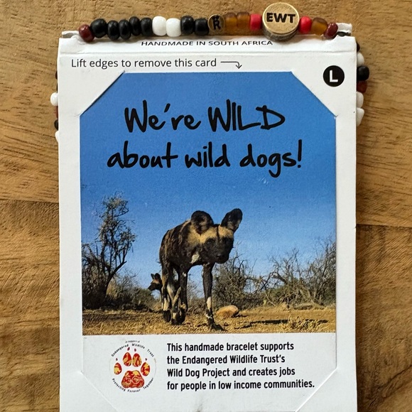 African Beaded Bracelet, Handmade in S. Africa to Support Endangered Wild Dogs - Picture 5 of 13
